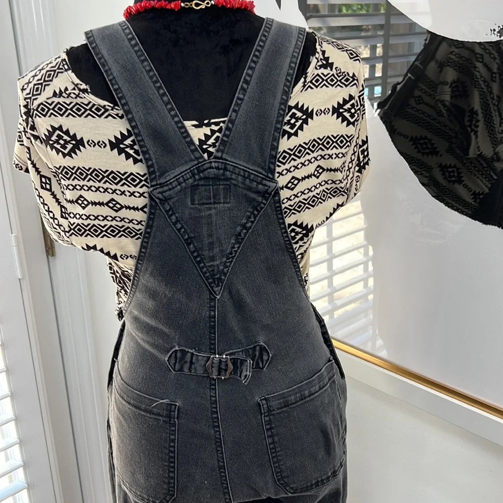 Arizona Black Denim Overalls, Size XS